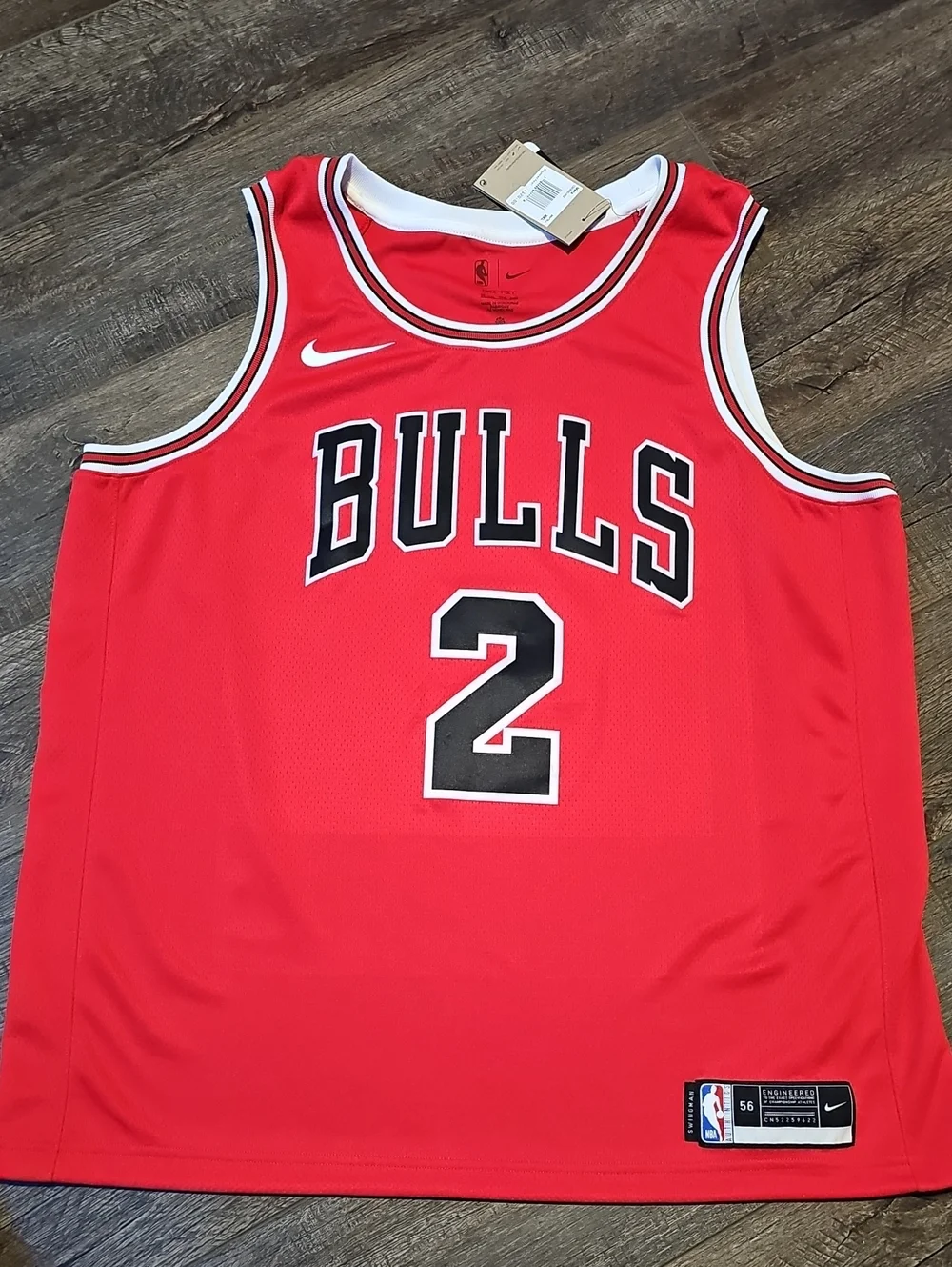 NBA Chicago Bulls Men's XXL #2 Ball Red Engineered Nike Jersey New With Tags
